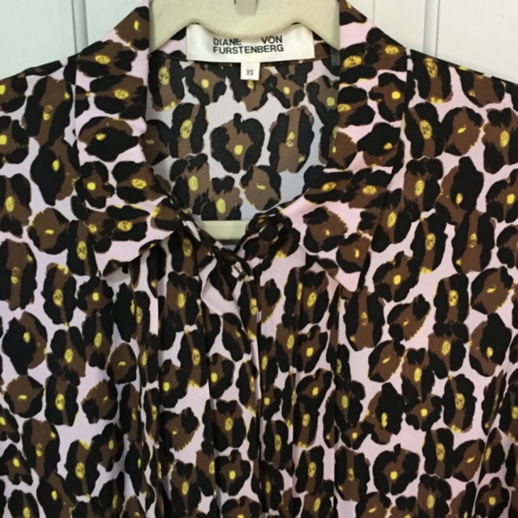 Diane Von Furstenberg Leopard Print Blouse - Brown and Pink - Picture 4 of 16